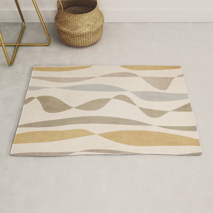 Neutral Soft Tones Modern Lines Artworks Rug Gallery Image 1