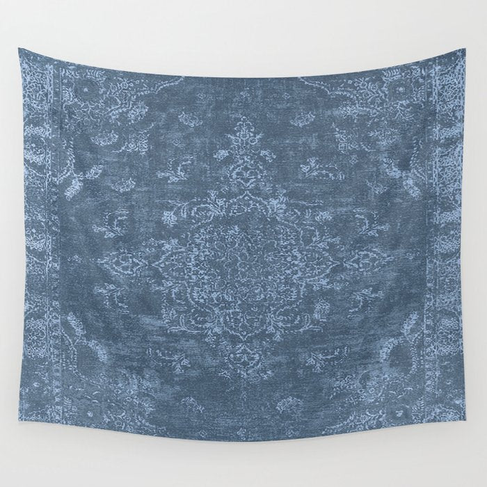 Antique Persian Vintage Rug Petrol Blue Wall Tapestry Gallery Image 4