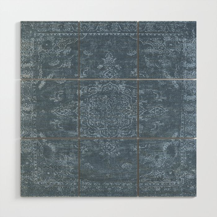 Antique Persian Vintage Rug Petrol Blue Wood Wall Art Gallery Image 1