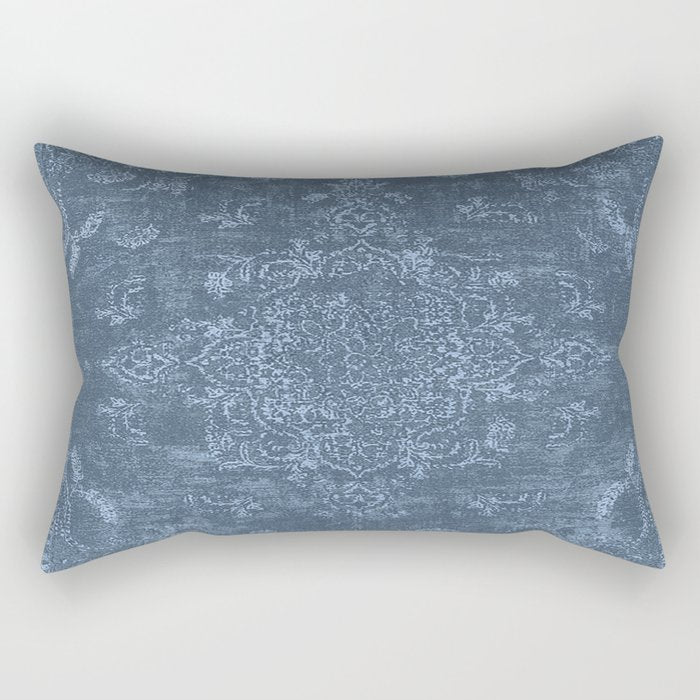 Antique Persian Vintage Rug Petrol Blue Rectangular Pillow Gallery Image 2