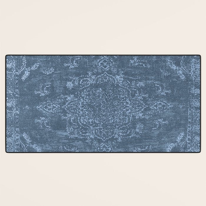 Antique Persian Vintage Rug Petrol Blue Desk Mat Gallery Image 3