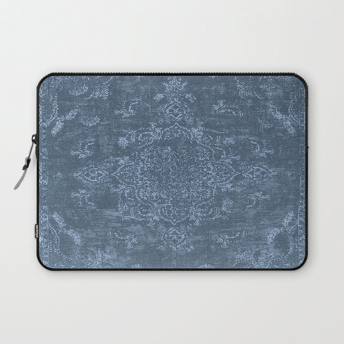 Antique Persian Vintage Rug Petrol Blue Laptop Sleeve Gallery Image 1