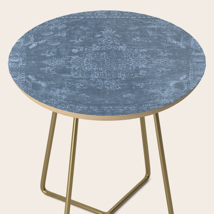 Antique Persian Vintage Rug Petrol Blue Side Table Gallery Image 2