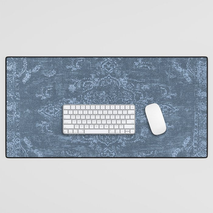 Antique Persian Vintage Rug Petrol Blue Desk Mat Gallery Image 1