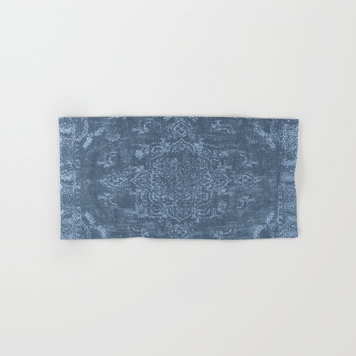 Antique Persian Vintage Rug Petrol Blue Bath Towel Gallery Image 1