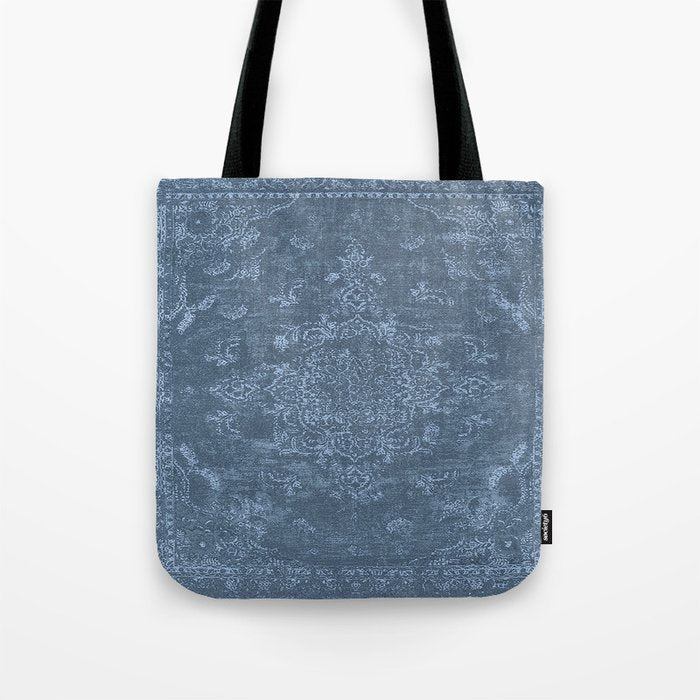 Antique Persian Vintage Rug Petrol Blue Tote Bag Gallery Image 1