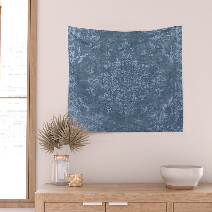 Antique Persian Vintage Rug Petrol Blue Wall Tapestry Gallery Image 2