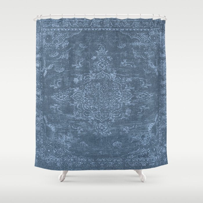 Antique Persian Vintage Rug Petrol Blue Shower Curtain Gallery Image 1