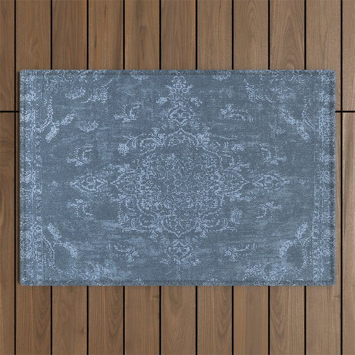 Antique Persian Vintage Rug Petrol Blue Outdoor Rug Gallery Image 1