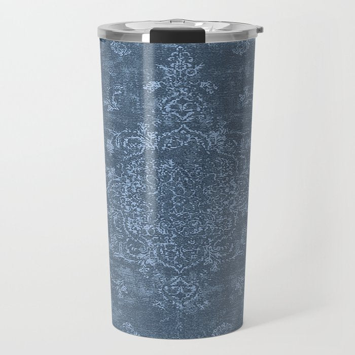 Antique Persian Vintage Rug Petrol Blue Travel Mug Gallery Image 1