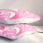 Pink banana leaves tropical pattern on white Pillow Sham Gallery Image 3