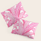 Pink banana leaves tropical pattern on white Pillow Sham Gallery Image 3