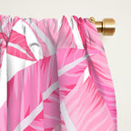 Pink banana leaves tropical pattern on white Window Curtain Gallery Image 2
