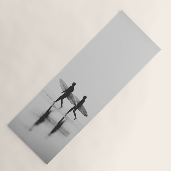 Surf Shadows - Monochrome Ocean Photography Yoga Mat Gallery Image 1