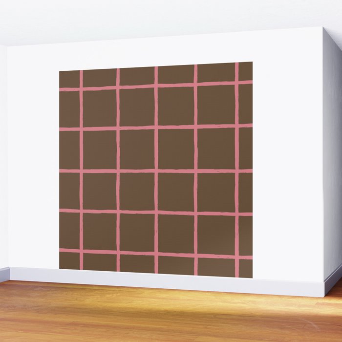 Flamingo Plume Grid Pattern Wall Mural Gallery Image 2