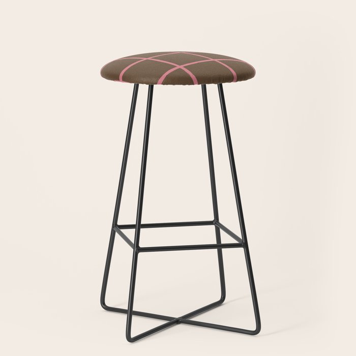 Flamingo Plume Grid Pattern Stool Gallery Image 1