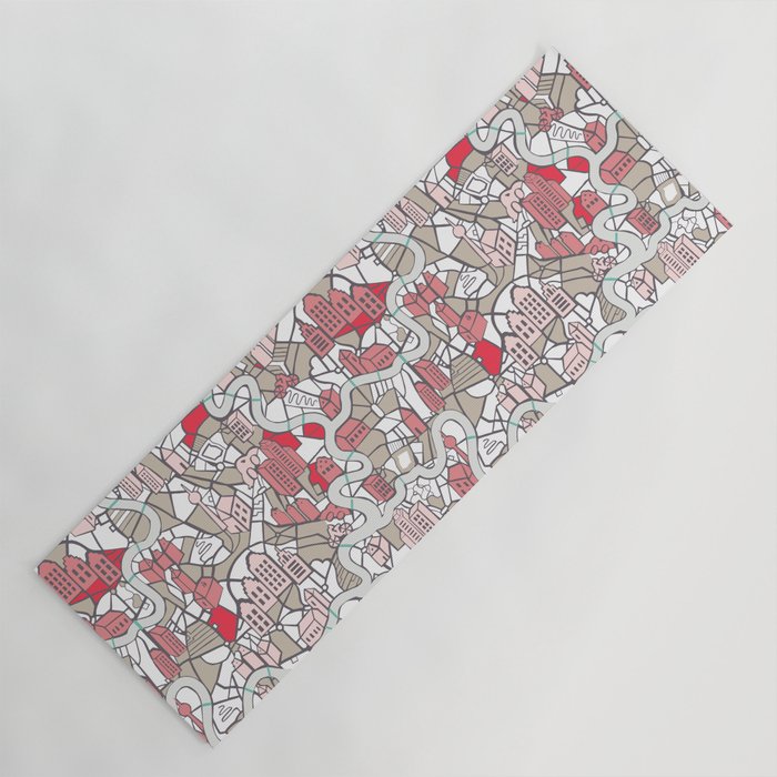 City life map mauve Yoga Mat Gallery Image 1