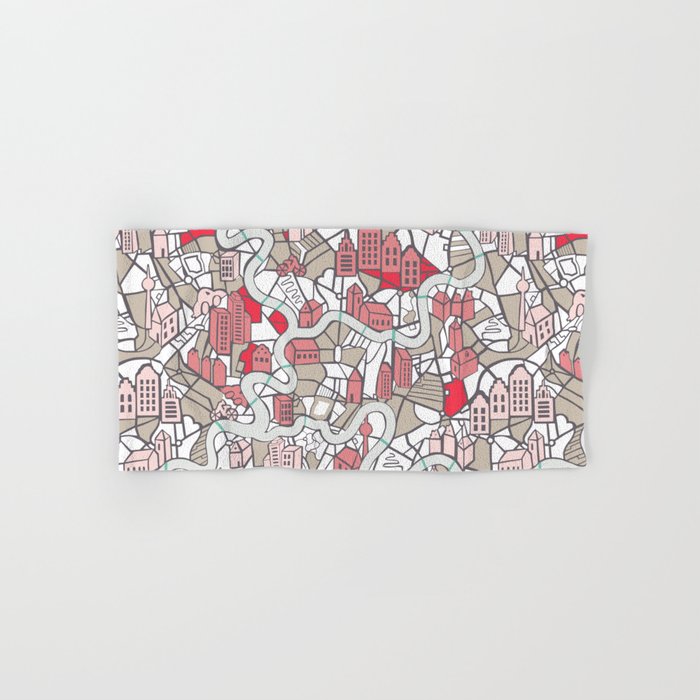 City life map mauve Bath Towel Gallery Image 1