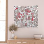 City life map mauve Wall Tapestry Gallery Image 2