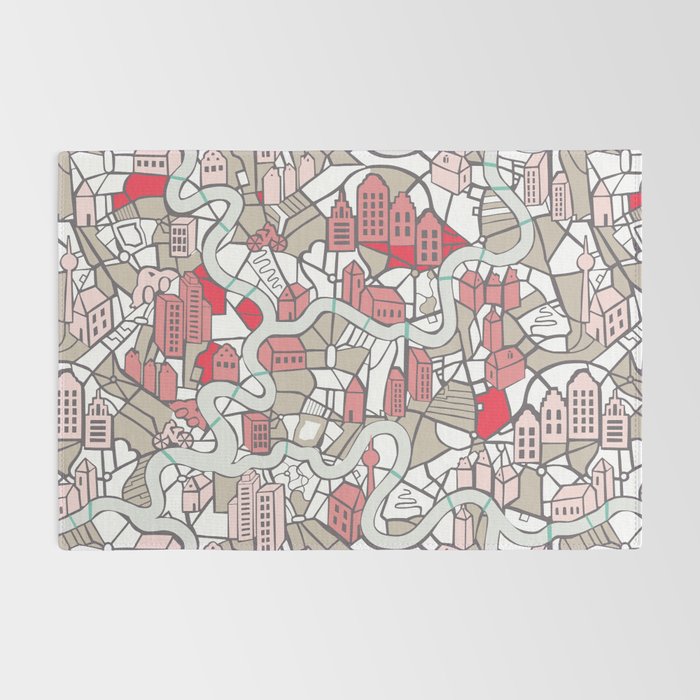 City life map mauve Rug Gallery Image 2