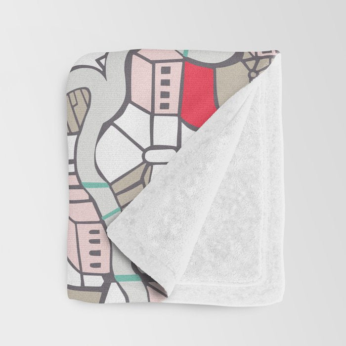 City life map mauve Throw Blanket Gallery Image 3