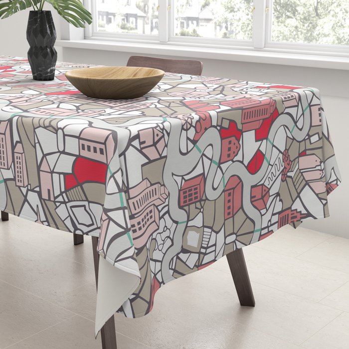 City life map mauve Tablecloth Gallery Image 3