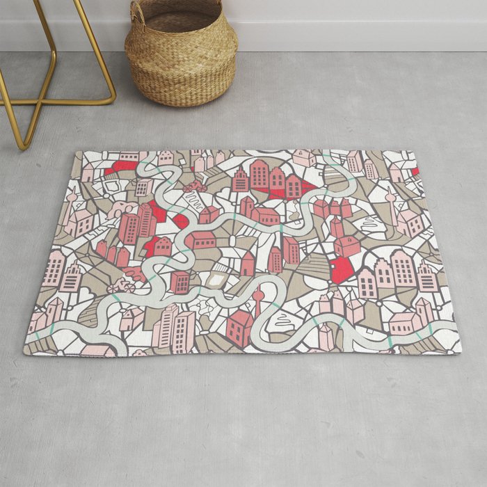 City life map mauve Rug Gallery Image 1