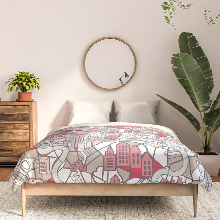 City life map mauve Comforter Gallery Image 3