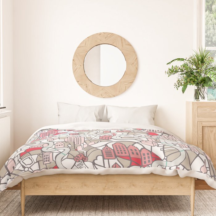 City life map mauve Duvet Cover Gallery Image 3