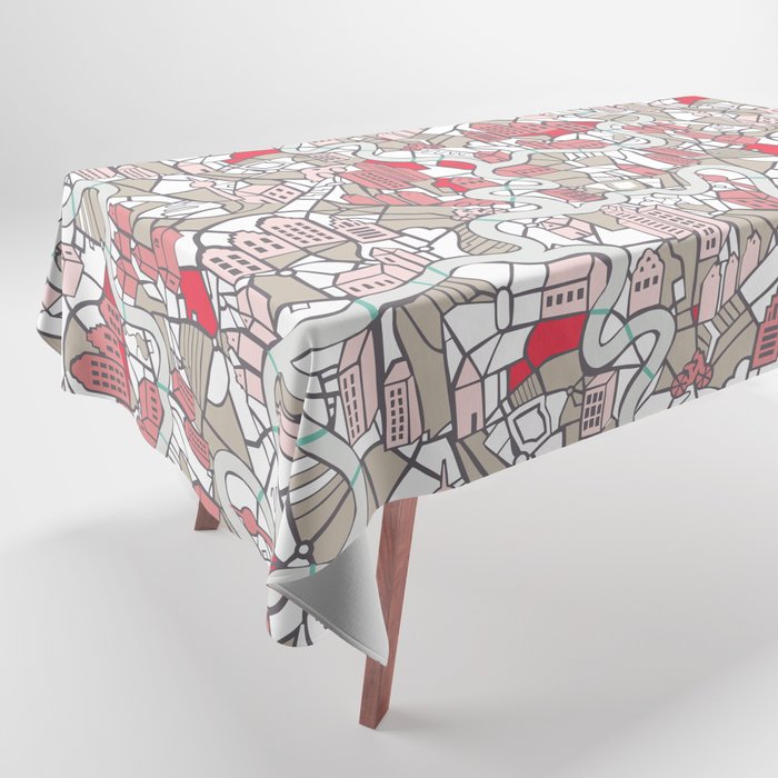 City life map mauve Tablecloth Gallery Image 1