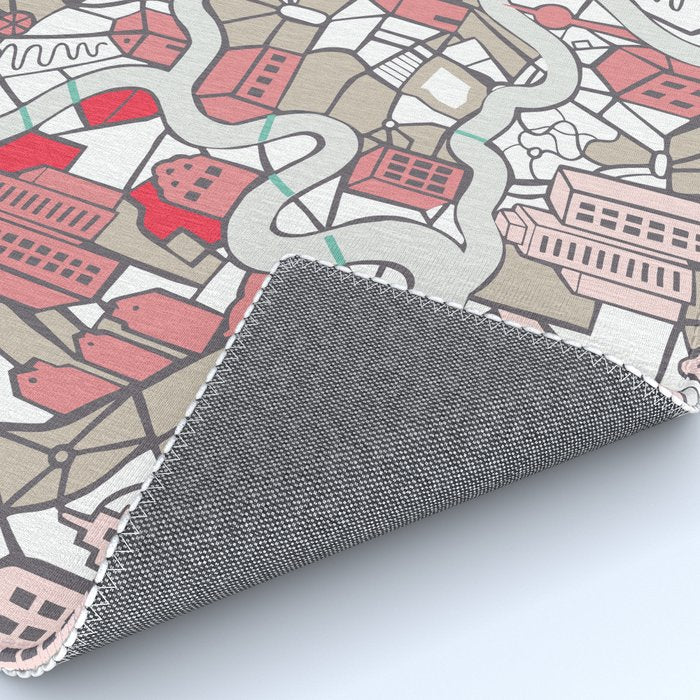City life map mauve Rug Gallery Image 4