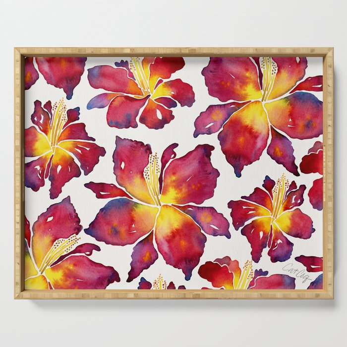 Iris Bloom - Red Palette Serving Tray Gallery Image 1