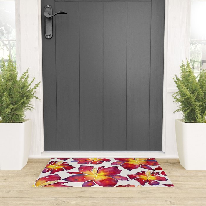 Iris Bloom - Red Palette Welcome Mat Gallery Image 3