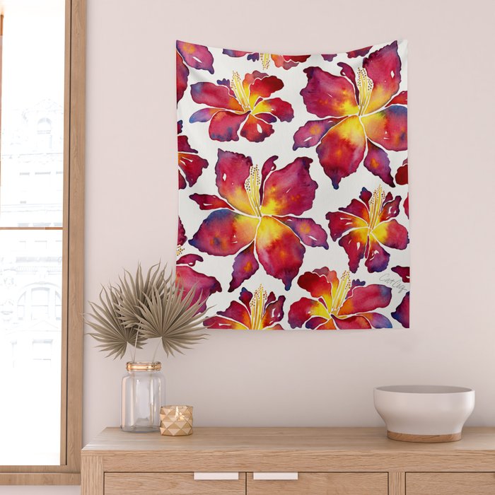 Iris Bloom - Red Palette Wall Tapestry Gallery Image 2