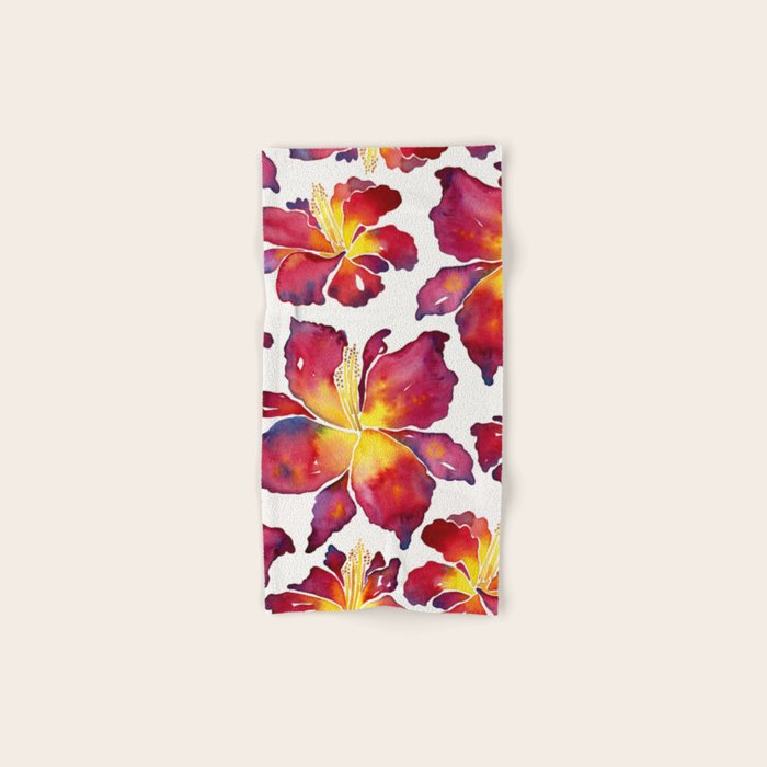 Iris Bloom - Red Palette Bath Towel Gallery Image 1