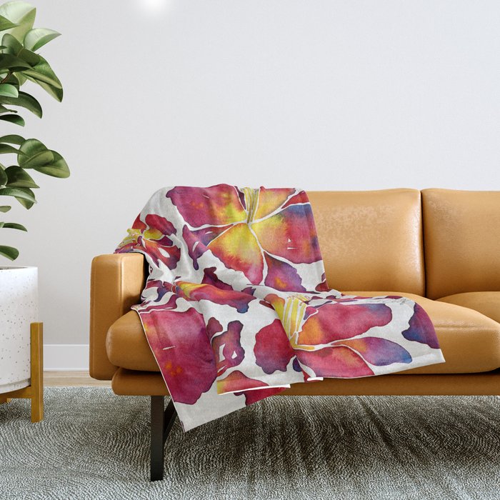 Iris Bloom - Red Palette Throw Blanket Gallery Image 1