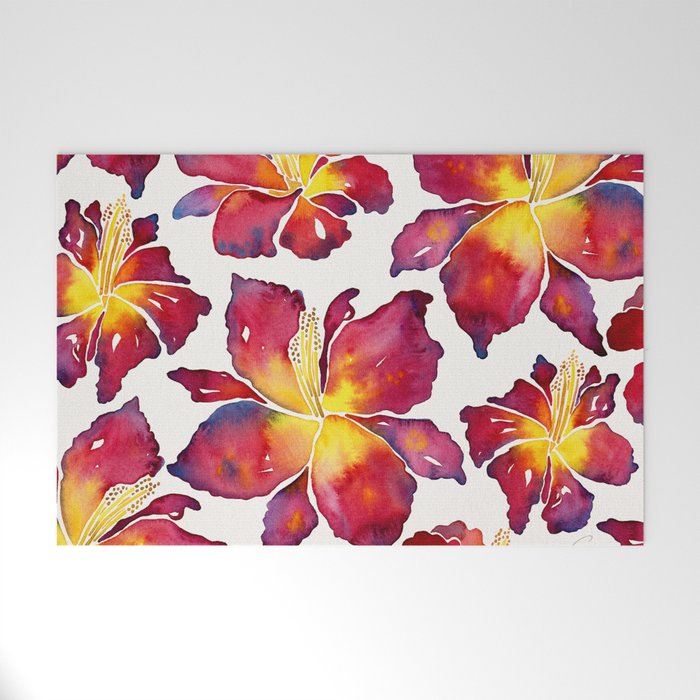 Iris Bloom - Red Palette Welcome Mat Gallery Image 1