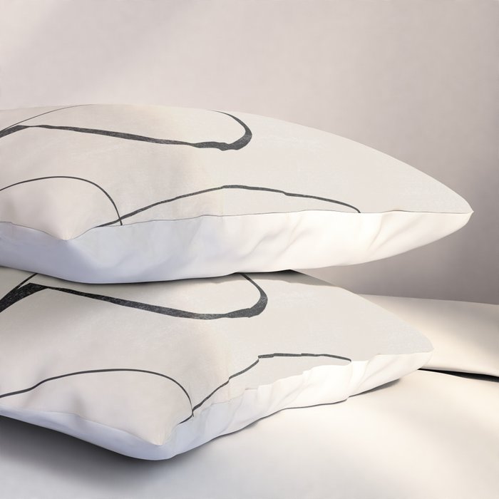 Abstract Line Face Art Pillow Sham Gallery Image 3