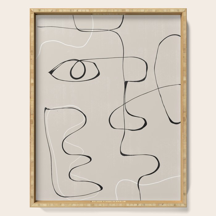 Abstract Line Face Art Serving Tray Gallery Image 1