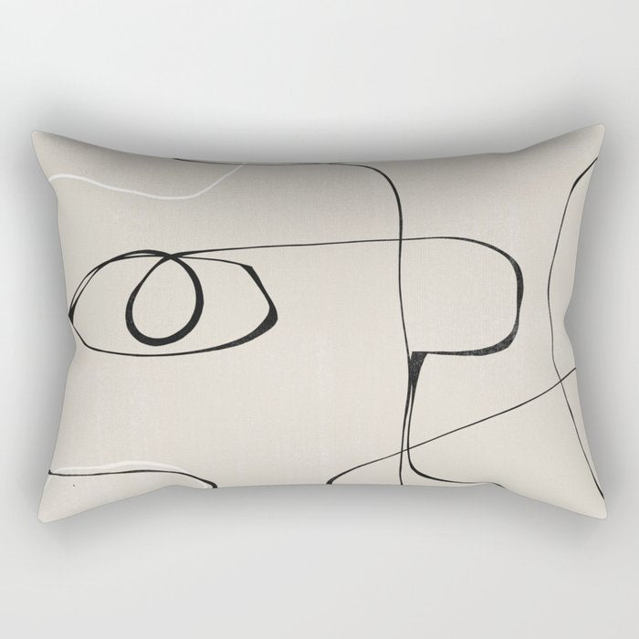 Abstract Line Face Art Rectangular Pillow Gallery Image 2
