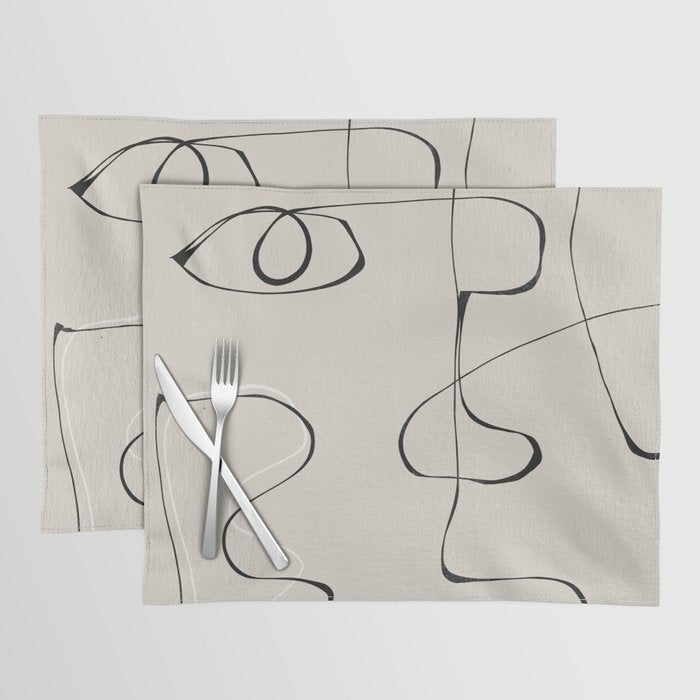 Abstract Line Face Art Placemat Gallery Image 1
