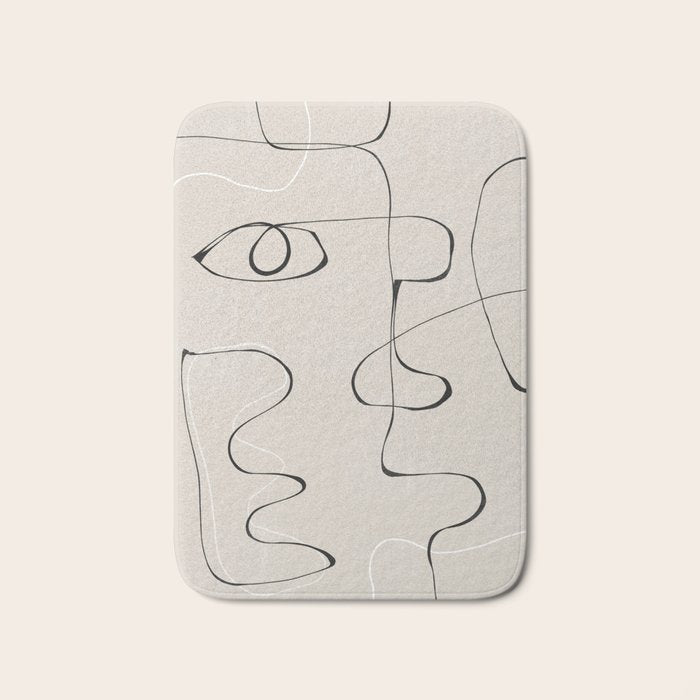 Abstract Line Face Art Bath Mat Gallery Image 1