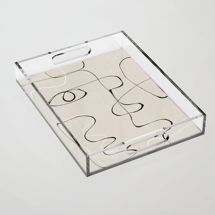 Abstract Line Face Art Acrylic Tray Gallery Image 1