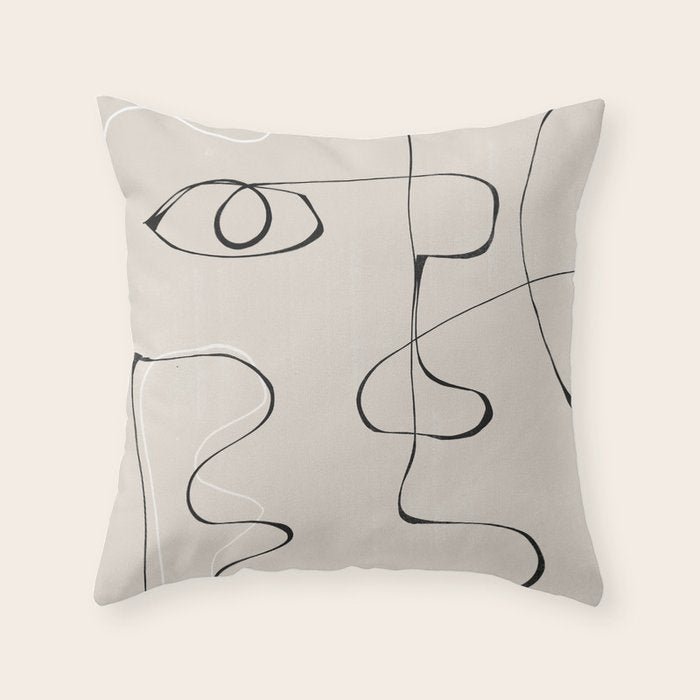 Abstract Line Face Art Throw Pillow Gallery Image 1