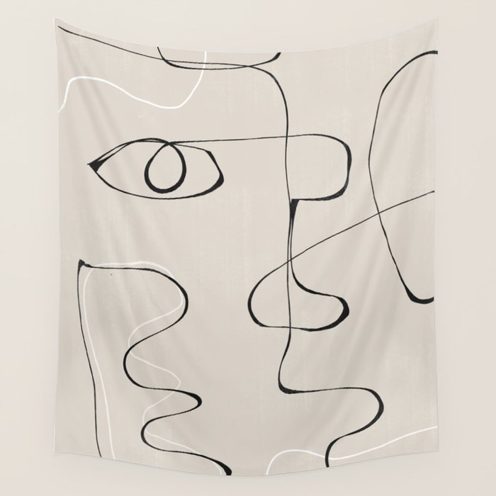 Abstract Line Face Art Wall Tapestry Gallery Image 4
