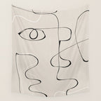 Abstract Line Face Art Wall Tapestry Gallery Image 4