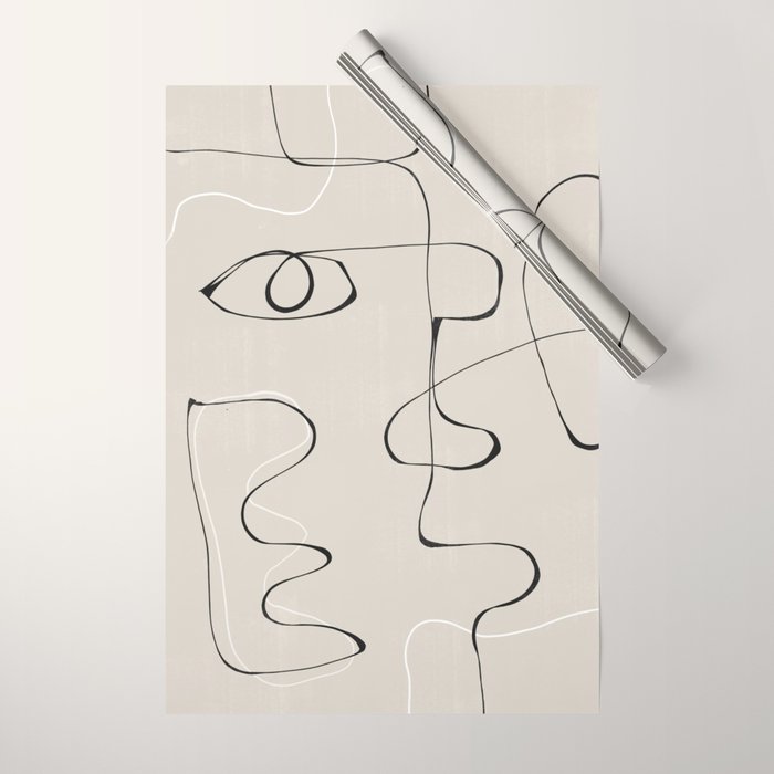 Abstract Line Face Art Wrapping Paper Gallery Image 1