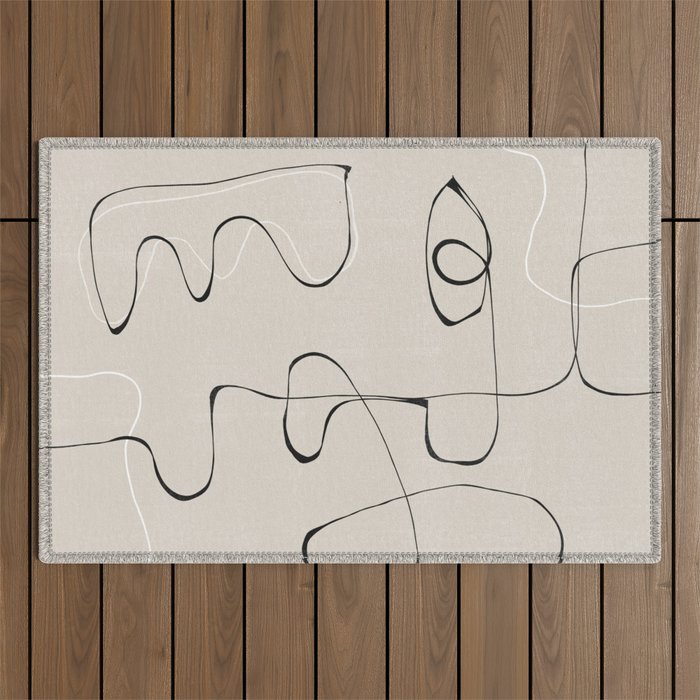 Abstract Line Face Art Outdoor Rug Gallery Image 1