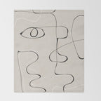 Abstract Line Face Art Throw Blanket Gallery Image 2