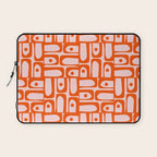 Mid Century Modern Piquet Abstract Multi Geometric Pattern in Tangerine Orange and Light Pink Laptop Sleeve Gallery Image 1